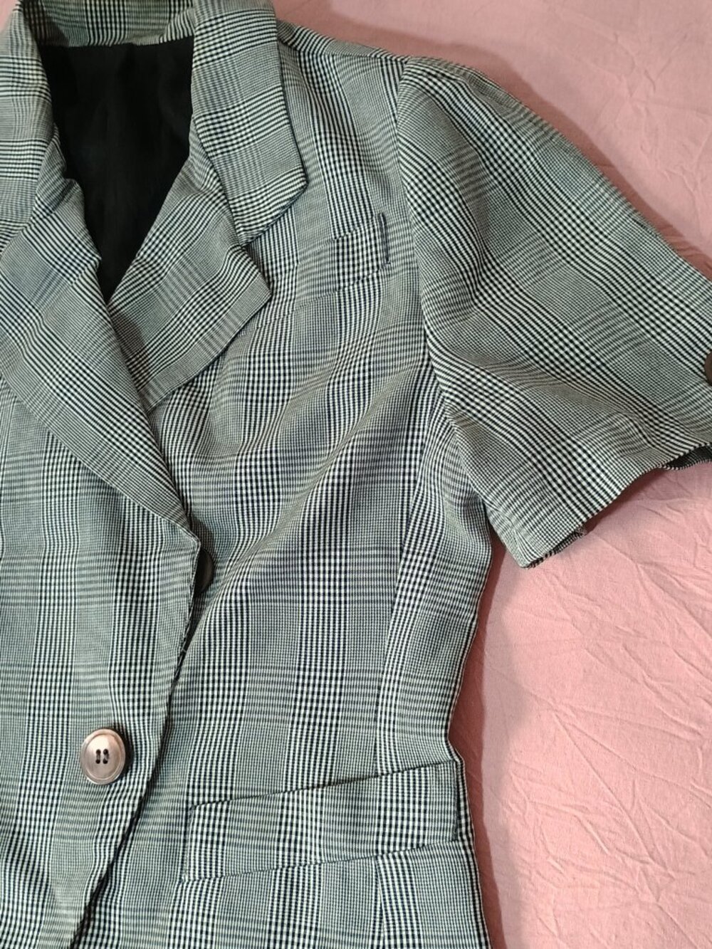 Le Suit 2 Pc women skirt suit 8P gray black plaid 2 pockets fully lined career - Picture 5 of 12